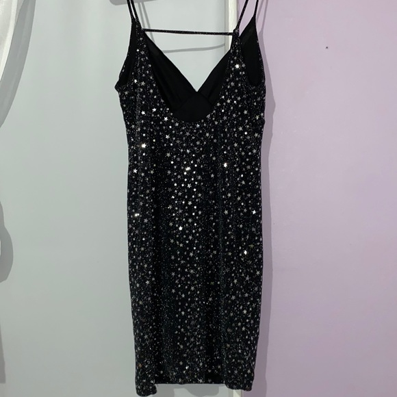 River island black midi dress with sliver stars - Picture 3 of 5